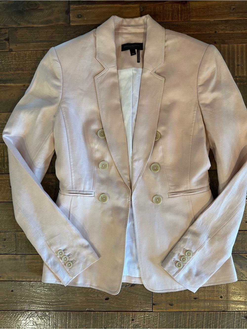 Donna Karan New York Ligh Pink Linen Blend Blazer XXS Like New